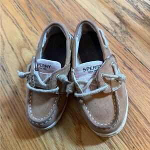 Sperry Kids Tan Boat Shoes girls pink size 8.5 shoresider jr boat shoes